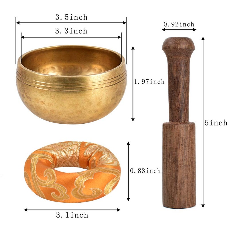 HOKPA طقم وعاء الغناء التبتي HOKPA، وعاء تأملي مصنوع يدويًا لغرفة اليوغا وغرفة المعيشة مع كيس حرير ذهبي - Image 2